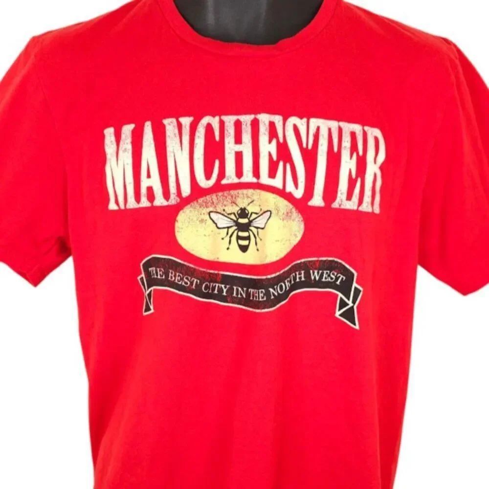 Manchester T Shirt Mens Size Medium Red North West England Destination Tee
